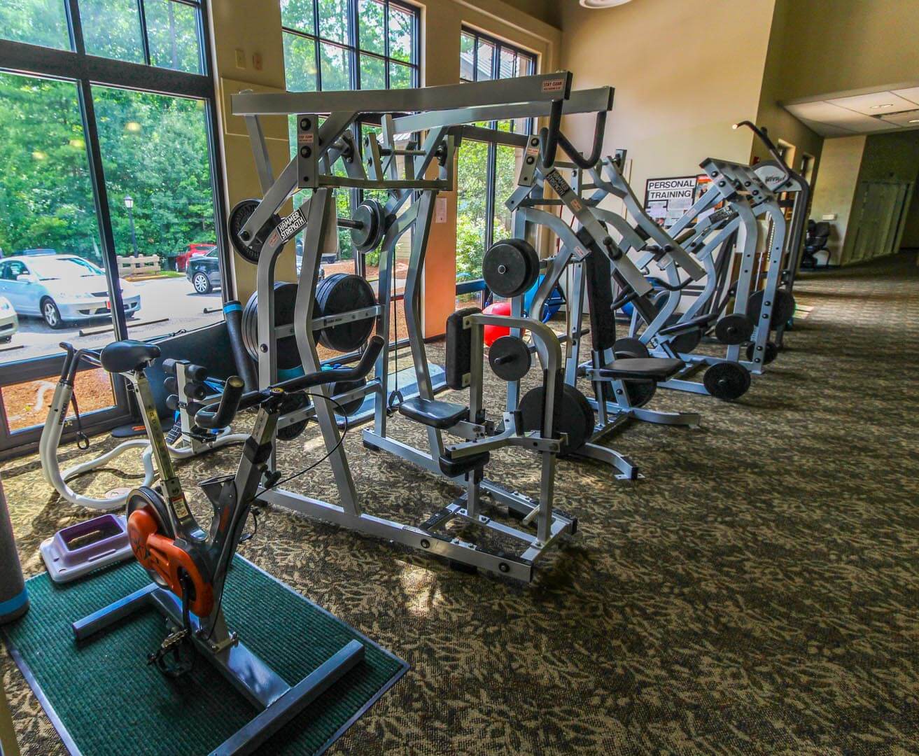 A fully equipped exercise room at VRI's Golf Club Villas in Marble Hill, Georgia.